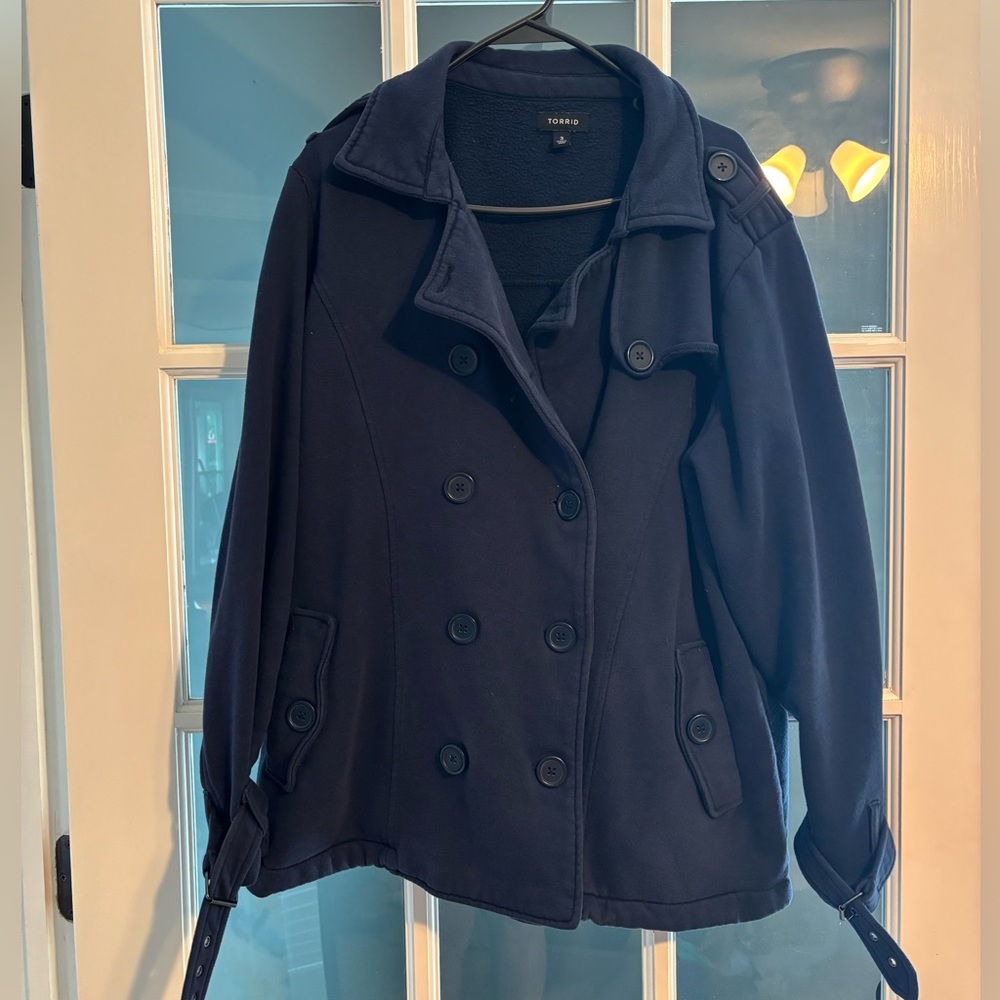 Torrid Dark Blue Double-Breasted Pea Coat - Picture 2 of 7